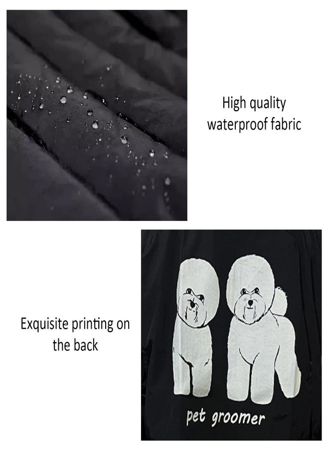 EHERDM Waterproof Pet Grooming Smock with Zipper Long Sleeves Pet Grooming Work Clothes with Two Pockets Dog Cosmetologist Uniforms Smocks for Women Men Bichon M - Image 5